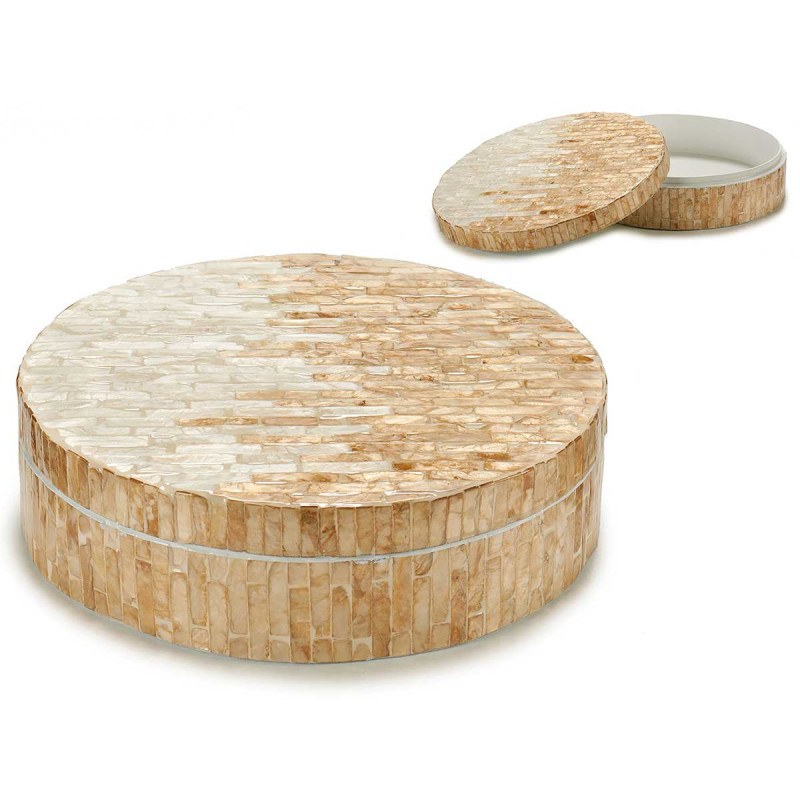BOITE ROND NACRE ARGENT 25CM