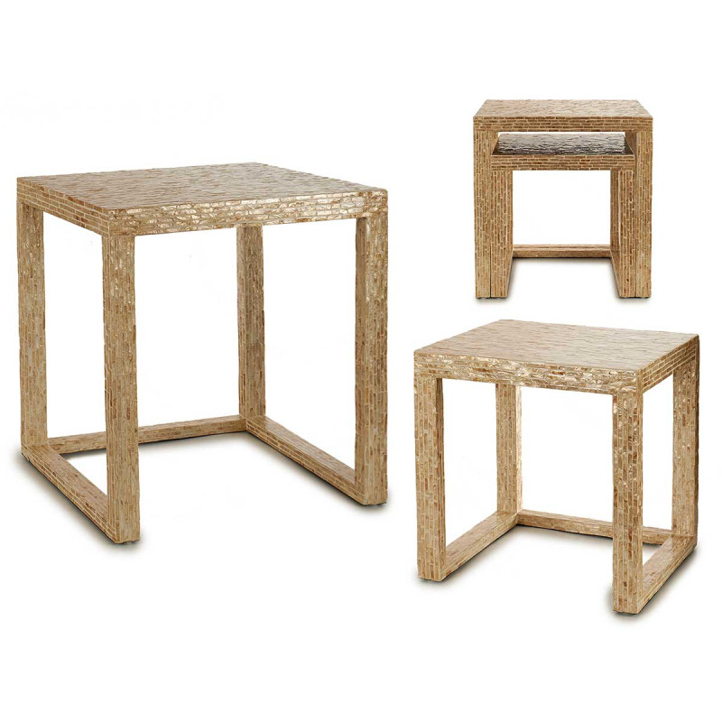 SET 2 TABLES AUXILIAIRES NACRE CLAIR 