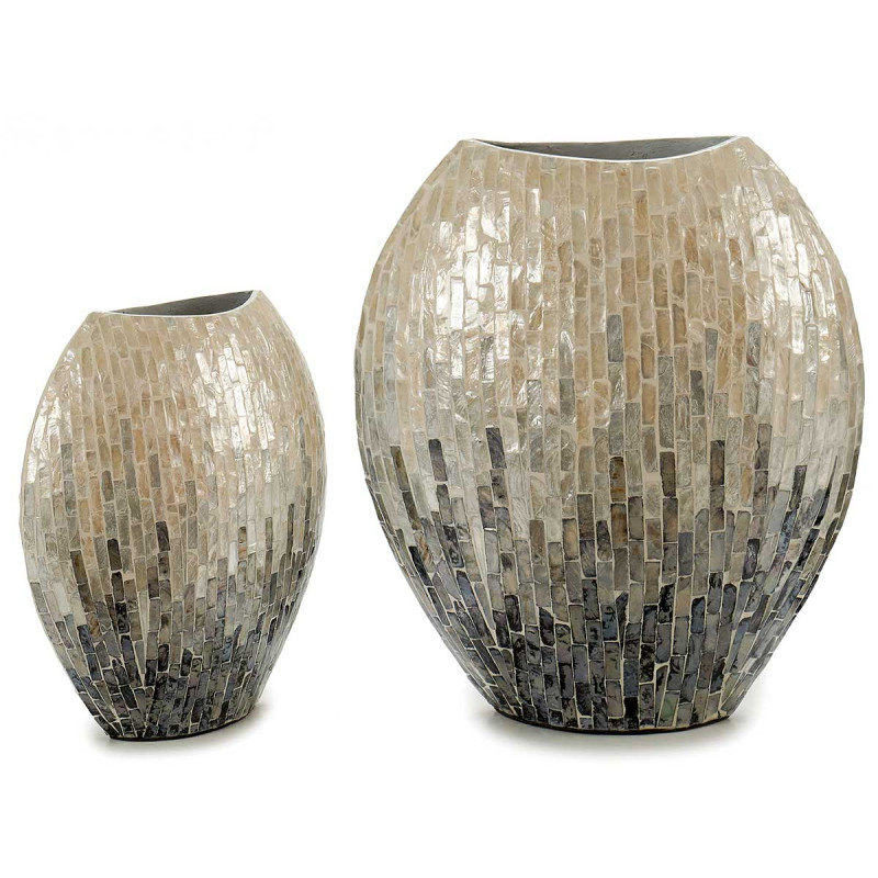 VASO FIORI LARGO MADREPERLA GRIGIO GRADA