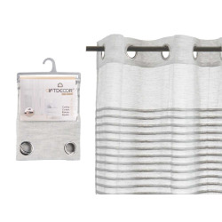 RIDEAU RAYURES PLIES GRIS CLAIRE