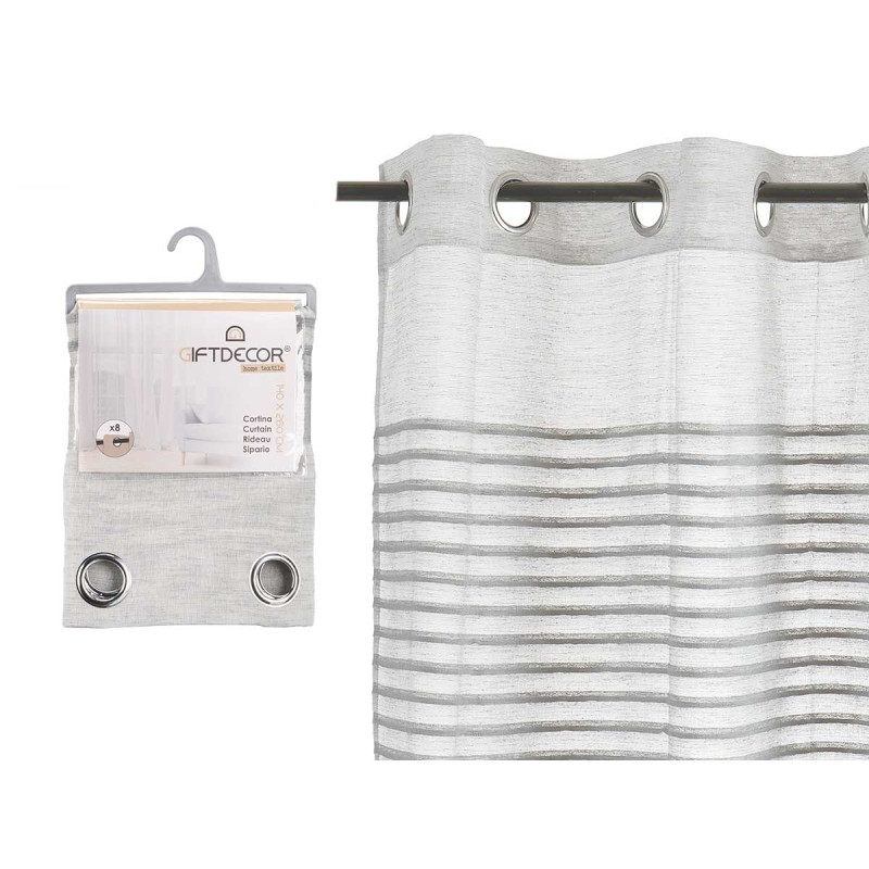 CURTAIN FONDED STRIPES LIGHT GREY