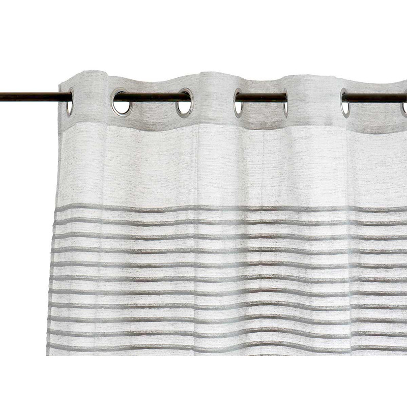 RIDEAU RAYURES PLIES GRIS CLAIRE