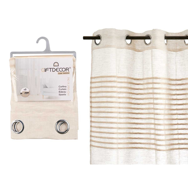 RIDEAU RAYURES PLIES BEIGE