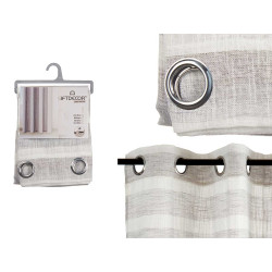 RIDEAU RAYURES GRIS CLAIRE 140X260 CM