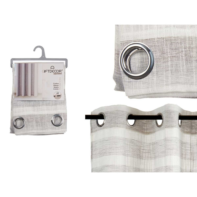 CORTINA RISCAS CINZA CLARO 140X260 CM