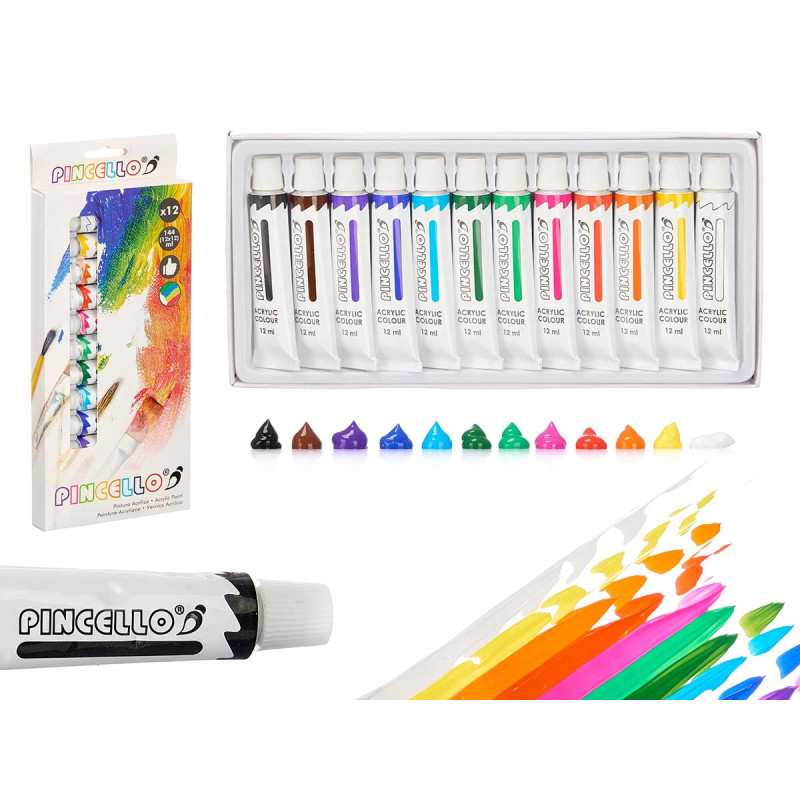 JUEGO 12 BOTES PINTURA ACRILICA