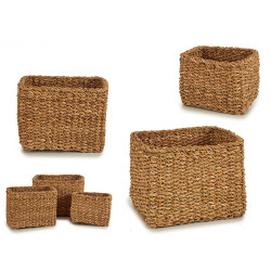 SET 3 ESPARTO GRASS BASKET RECT HEIGHT