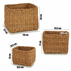 SET 3 ESPARTO GRASS BASKET RECT HEIGHT