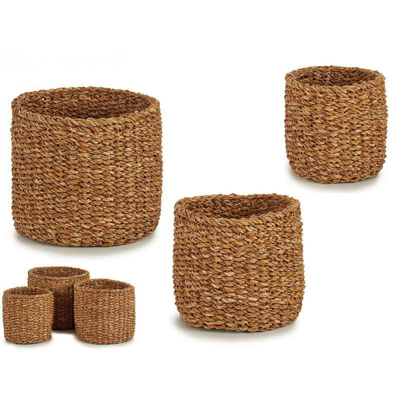 SET 3 ESPARTO GRASS BASKET ROUND HEIGHT