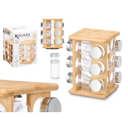 BAMBOO ROTATING 12 SPICES CONAINERS