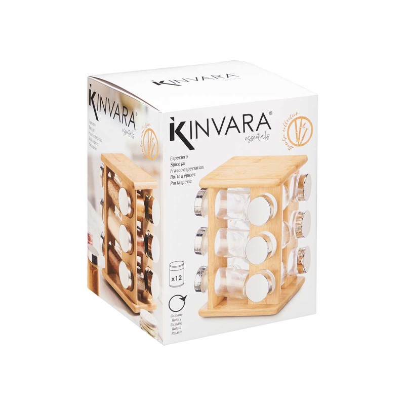 BAMBOO ROTATING 12 SPICES CONAINERS