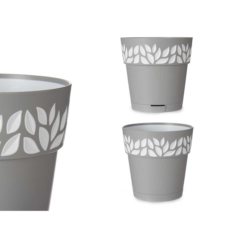 15 CM GREY CLOE PLASTIC FLOWERPOT  