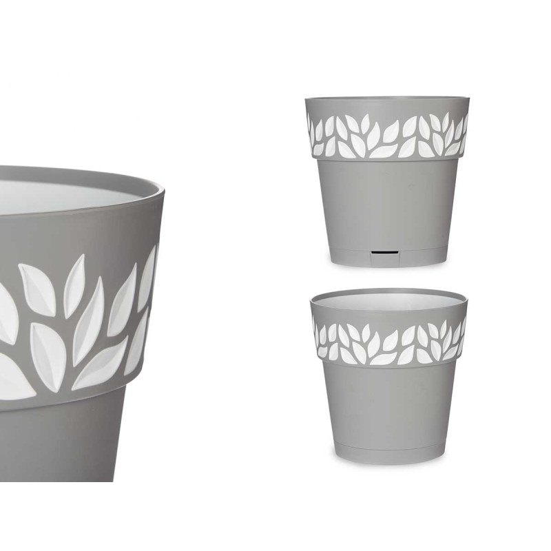 VASO PLÁSTICO 20 CM CLOE CINZENTO 