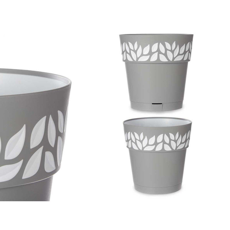 VASO PLÁSTICO 25 CM CLOE CINZENTO 