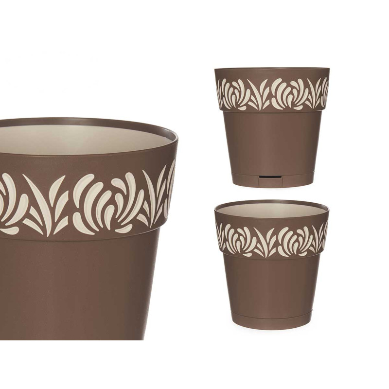 MACETA PLASTICO 15 CM GAIA MARRON