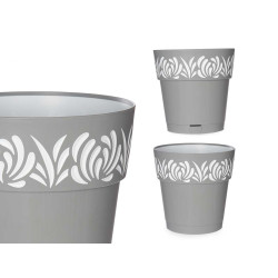 VASO PLÁSTICO 25 CM GAIA CINZENTO 