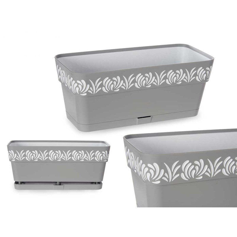 30CM GREY GAIA PLASTIC PLANTER 