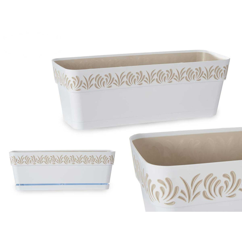 50CM WHITE GAIA PLASTIC PLANTER 