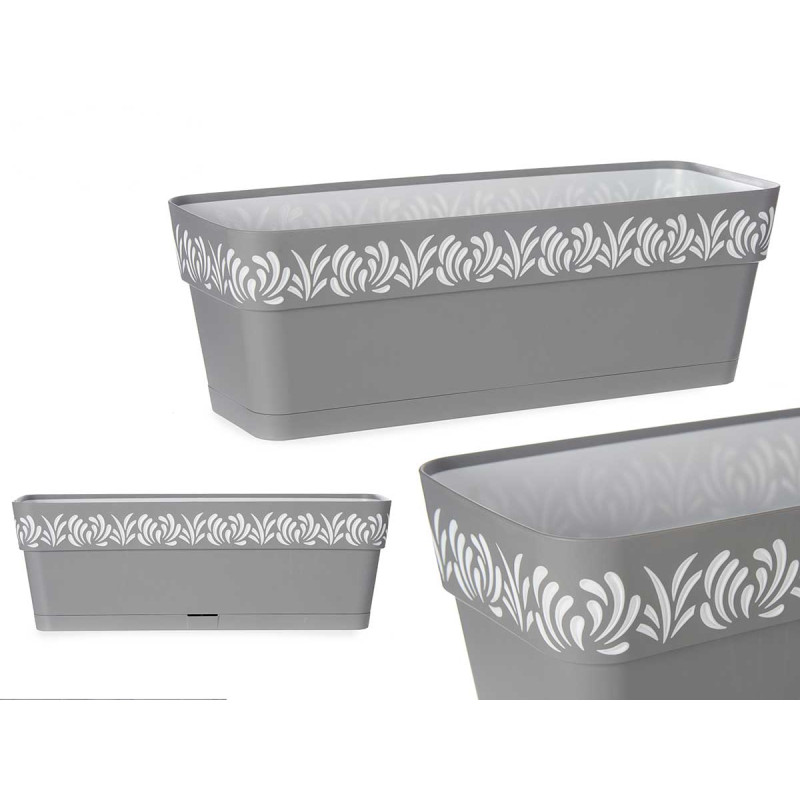 50CM GREY GAIA PLASTIC PLANTER 