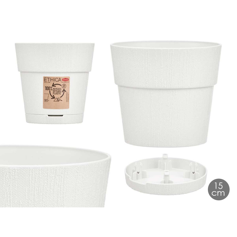 PLASTIC FLOWERPOT 15 CM ETHICA WHITE 