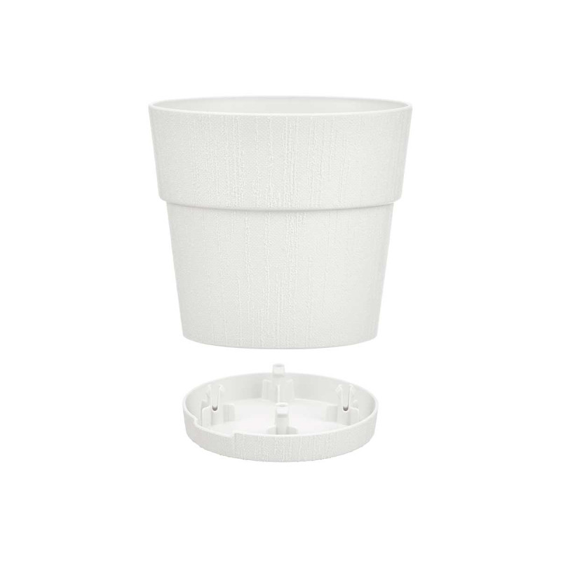 POT EN PLASTIQUE 15 CM ETHNIQUE BLANC