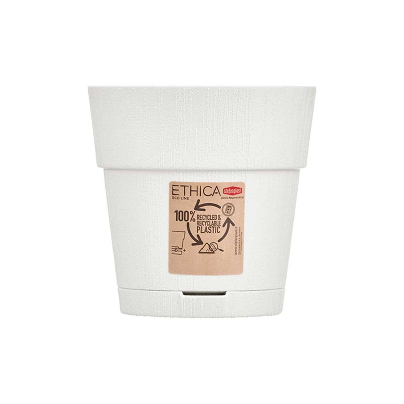 POT EN PLASTIQUE 15 CM ETHNIQUE BLANC