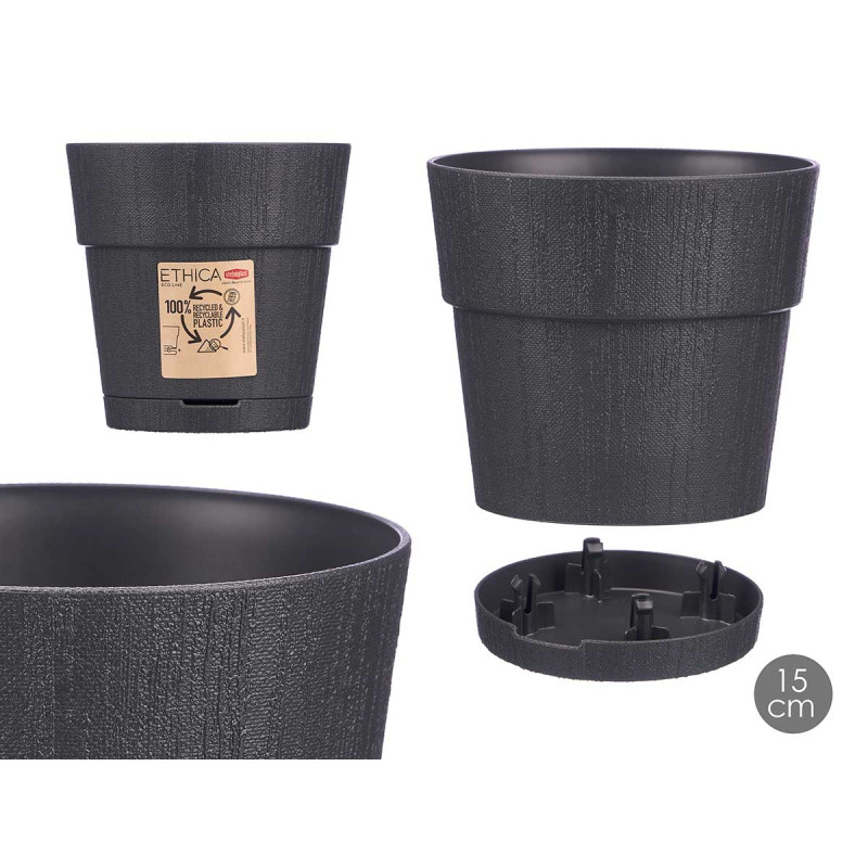 POT EN PLASTIQUE 15 CM ETHNIQUE ANTHRACITE
