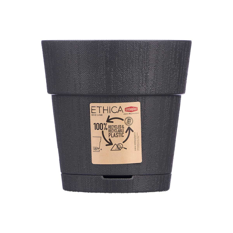 POT EN PLASTIQUE 15 CM ETHNIQUE ANTHRACITE