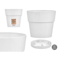 POT EN PLASTIQUE 20 CM ETHNIQUE BLANC