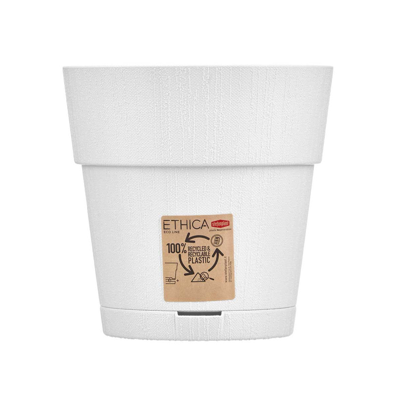 POT EN PLASTIQUE 20 CM ETHNIQUE BLANC