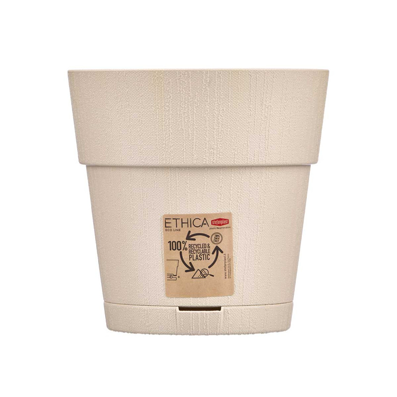POT EN PLASTIQUE 20 CM ETHNIQUE BLANC CASSÉ