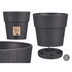 PLASTIC FLOWERPOT 20 CM ETHICA ANTHRACITE 