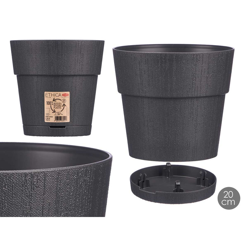 PLASTIC FLOWERPOT 20 CM ETHICA ANTHRACITE 
