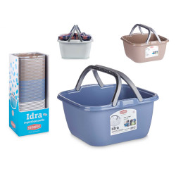 CESTA PLASTICA QUADRATA 13L C/MANICI ASS 3