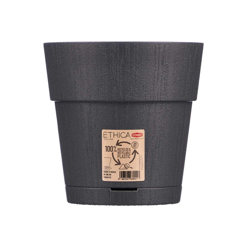 POT EN PLASTIQUE 20 CM ETHNIQUE ANTHRACITE