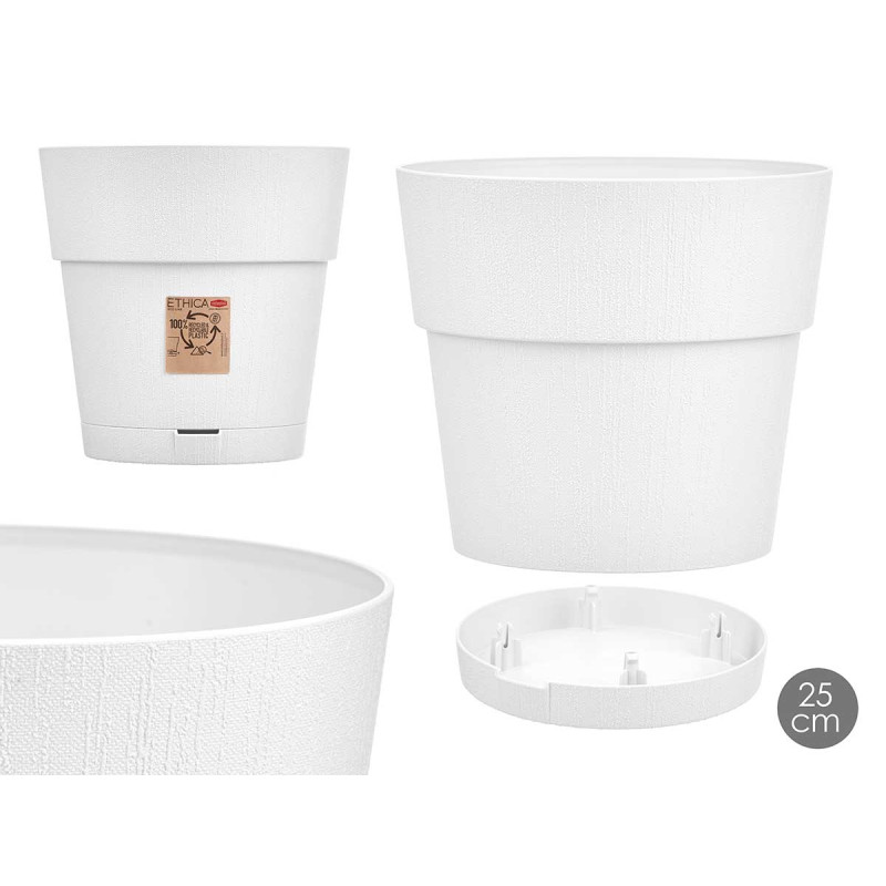 PLASTIC FLOWERPOT 25 CM ETHICA WHITE 