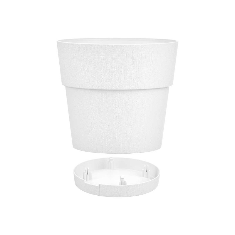 POT EN PLASTIQUE 25 CM ETHNIQUE BLANC
