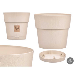 POT EN PLASTIQUE 25 CM ETHNIQUE BLANC CASSÉ