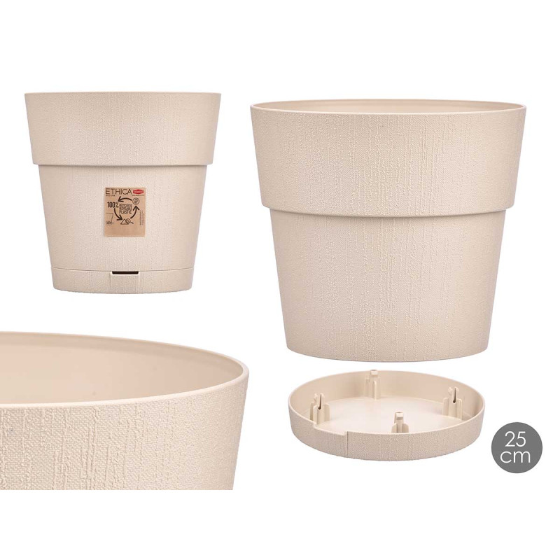 PLASTIC FLOWERPOT 25 CM ETHICA NEUTRAL WHITE 