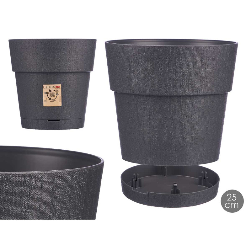 PLASTIC FLOWERPOT 25 CM ETHICA ANTHRACITE 