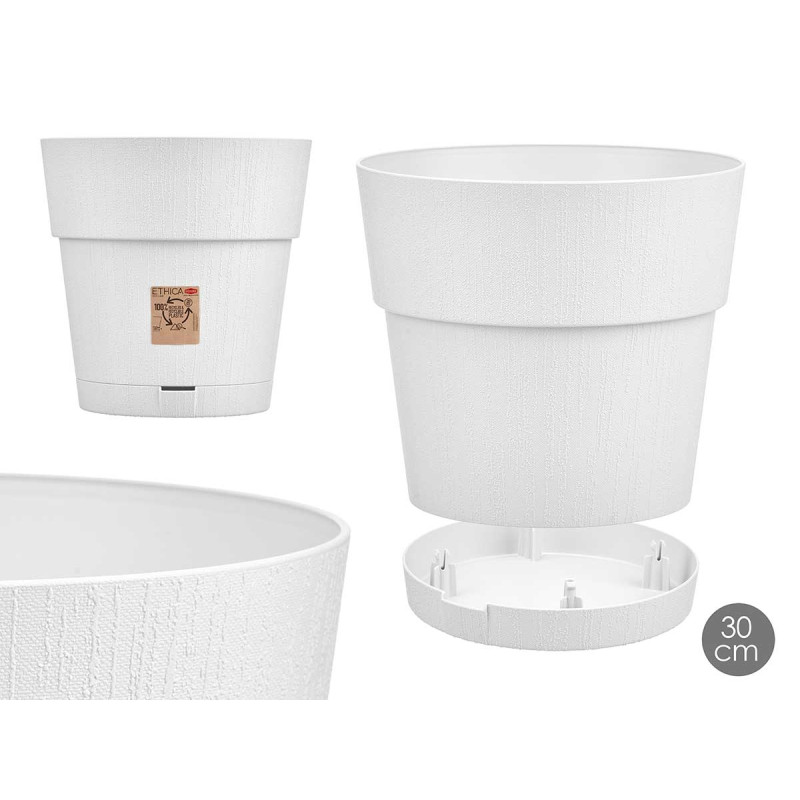 PLASTIC FLOWERPOT 30 CM ETHICA WHITE 