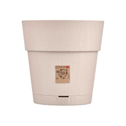 POT EN PLASTIQUE 30 CM ETHNIQUE BLANC CASSÉ