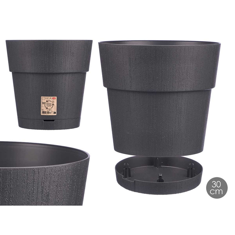 PLASTIC FLOWERPOT 30 CM ETHICA ANTHRACITE 