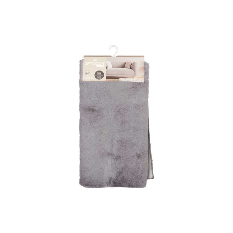 ALFOMBRA PELO CORTO GRIS OSCURO 60 X 90