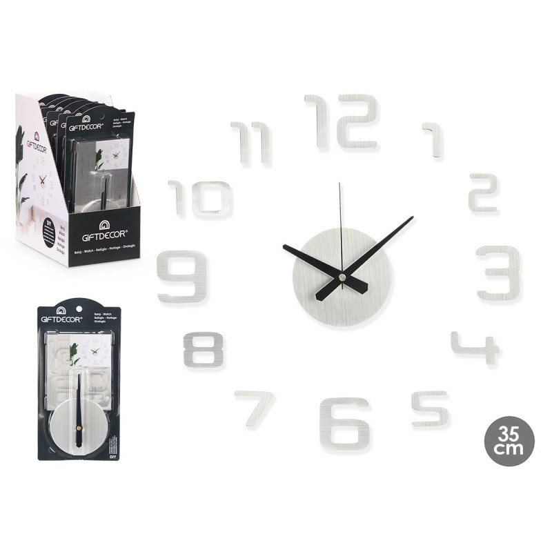 OROLOGIO ADESIVO 35CM ARGENTO SATINATO