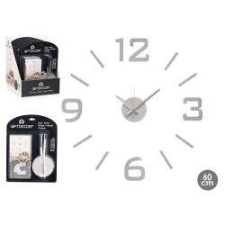 RELOJ PEGATINA 60 CM SATINADO PLATA