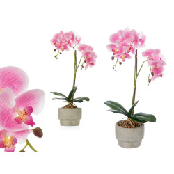 POT EN TERRE CUITE CIMENT ROSE 2 TIGES