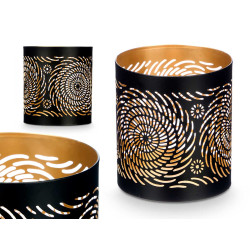 BOUGEOIR AJOURÉ NOIR DORÉ SPIRALE