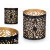 PERFORATED CANDLE HOLDER BLACK GOLD STRIPES