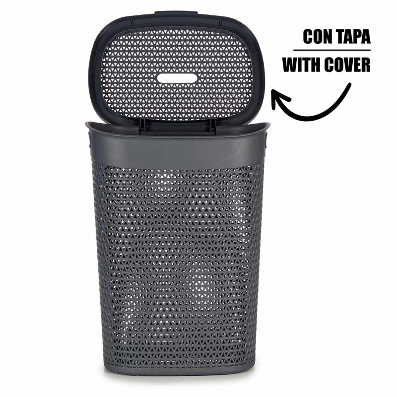 CESTO ROPA C TAPA 60L ANTRACITA